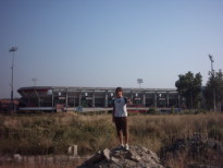 Io con lo stadio in sottofondo